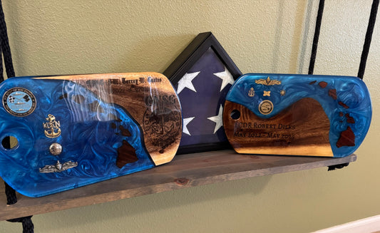 Dog Tag Plaque Wood Resin Mix